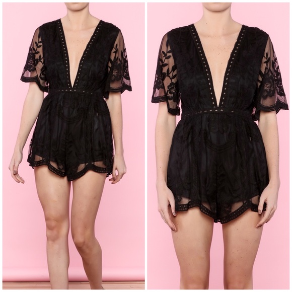 CLEARANCE {LAST1} ‘Lily’ Embroidered Romper - Picture 3 of 5